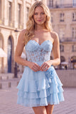 Orange Sweetheart Applique Tiered A Line Homecoming Dress with 3D Flower
