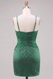 Dark Green Corset Beaded Bodycon Short Homecoming Dress