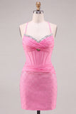 Dark Green Corset Beaded Bodycon Short Homecoming Dress