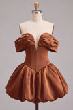 Off the Shoulder A Line Corset Red Homecoming Dress