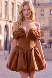 Off the Shoulder A Line Corset Red Homecoming Dress