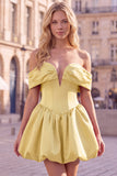 Off the Shoulder A Line Corset Red Homecoming Dress