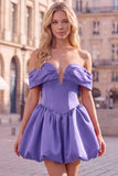 Off the Shoulder A Line Corset Red Homecoming Dress