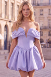 Off the Shoulder A Line Corset Red Homecoming Dress