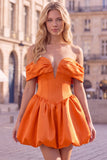 Off the Shoulder A Line Corset Red Homecoming Dress