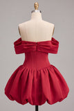 Off the Shoulder A Line Corset Red Homecoming Dress