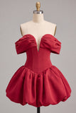 Off the Shoulder A Line Corset Red Homecoming Dress