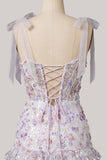 Corset Ruffle Sequin Lilac Homecoming Dress with Lace-up Back