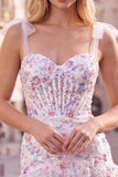 Corset Ruffle Sequin Lilac Homecoming Dress with Lace-up Back