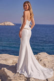 Strapless Mermaid White Satin Wedding Dress with Lace