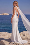 Mermaid Corset White Wedding Dress with Scarf
