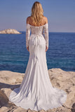 Off the Shoulder Mermaid Lace Corset Wedding Dress with Long Sleeves