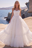 Sweetheart Corset A Line White Wedding Dress with Lace-up Back