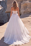 Sweetheart Corset A Line White Wedding Dress with Lace-up Back