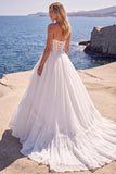 Sweetheart Corset A Line White Wedding Dress with Lace-up Back