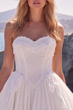 Sweetheart Corset A Line White Wedding Dress with Lace-up Back