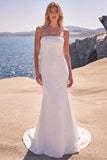Strapless White Beaded Mermaid Wedding Dress with Giant Bow