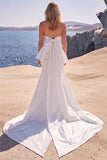 Strapless White Beaded Mermaid Wedding Dress with Giant Bow