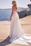 Strapless White Beaded Mermaid Wedding Dress with Giant Bow