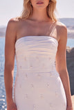Strapless White Beaded Mermaid Wedding Dress with Giant Bow