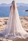 Boho White Strapless Corset A Line Lace Wedding Dress