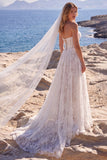 Boho White Strapless Corset A Line Lace Wedding Dress