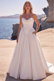 Corset Sweetheart White Bridal Gown with Lace-up Back