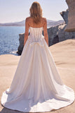 Corset Sweetheart White Bridal Gown with Lace-up Back