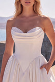 Corset Sweetheart White Bridal Gown with Lace-up Back