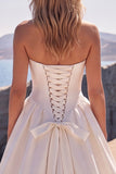 Corset Sweetheart White Bridal Gown with Lace-up Back