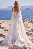 Mermaid Satin White V Neck Wedding Dress with Lace