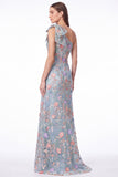 One Shoulder Black Floral Embroidered Mermaid Maxi Dress with Bow