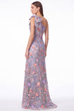 One Shoulder Black Floral Embroidered Mermaid Maxi Dress with Bow