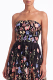 Strapless Apricot Floral Embroidered A Line Wedding Guest Dress