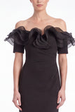 Off the Shoulder Ruffle Black Mermaid Formal Dress