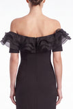 Off the Shoulder Ruffle Black Mermaid Formal Dress