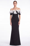Off the Shoulder Ruffle Black Mermaid Formal Dress