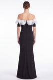 Off the Shoulder Ruffle Black Mermaid Formal Dress