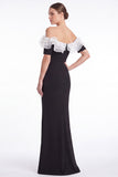 Off the Shoulder Ruffle Black Mermaid Formal Dress