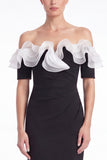 Off the Shoulder Ruffle Black Mermaid Formal Dress