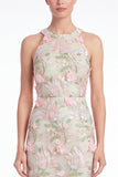 Pink Halter Mermaid Floral Embroidered Wedding Guest Dress