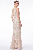 One Shoulder Mermaid Floral Embroidered Pink Wedding Guest Dress