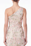 One Shoulder Mermaid Floral Embroidered Pink Wedding Guest Dress