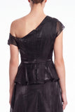 Black Asymmetric Neck Organza A Line Formal Dress