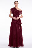 Black Asymmetric Neck Organza A Line Formal Dress