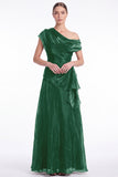 Black Asymmetric Neck Organza A Line Formal Dress