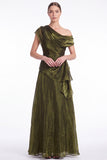 Black Asymmetric Neck Organza A Line Formal Dress