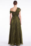 Black Asymmetric Neck Organza A Line Formal Dress