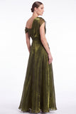 Black Asymmetric Neck Organza A Line Formal Dress