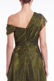 Black Asymmetric Neck Organza A Line Formal Dress